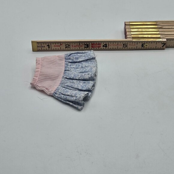 Vintage Barbie Skirt Pink & Blue Striped Waist With Textured Pattern - Picture 3 of 4